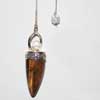 Natural Tigers Eye Smooth Tear Drop Pendulum for Healing Pagan Chain and Crystal Ball at end included.